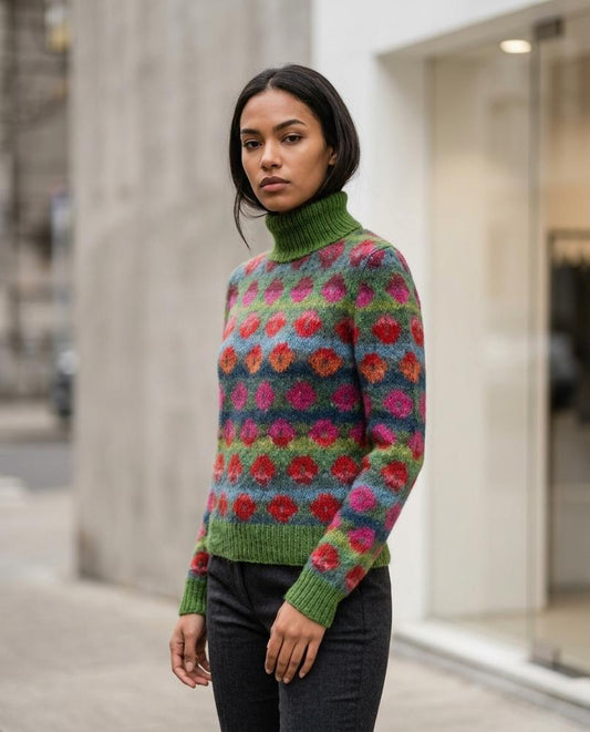 Nelly24 - Ronor | Gestrickt Gemustert Rollkragenpullover Damen