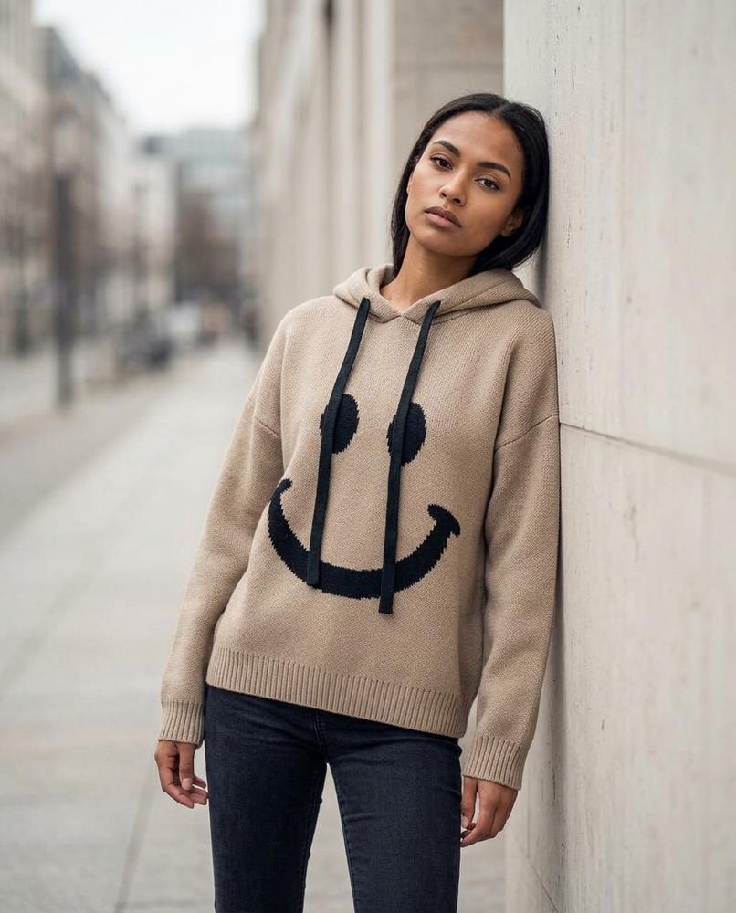 Nelly24 - Rosen | Gestrickt Oversized Hoodie Damen