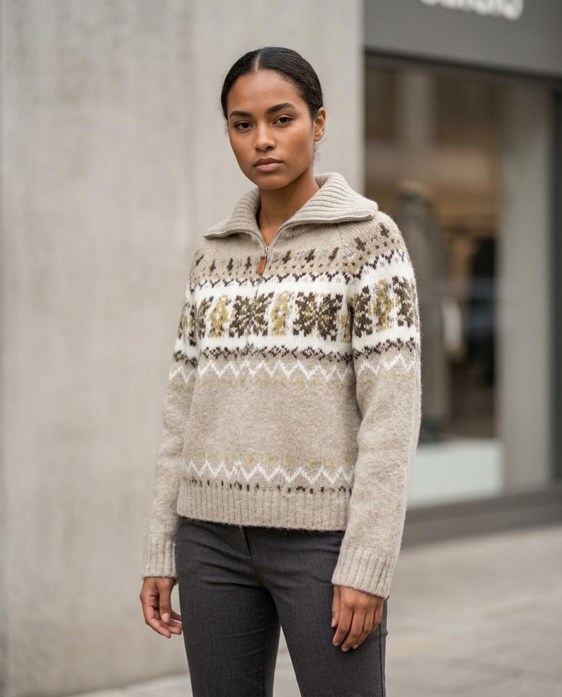 Nelly24 - Ninal | Grobstrick Gemustert Pullover Damen