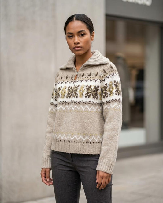 Nelly24 - Ninal | Grobstrick Gemustert Pullover Damen