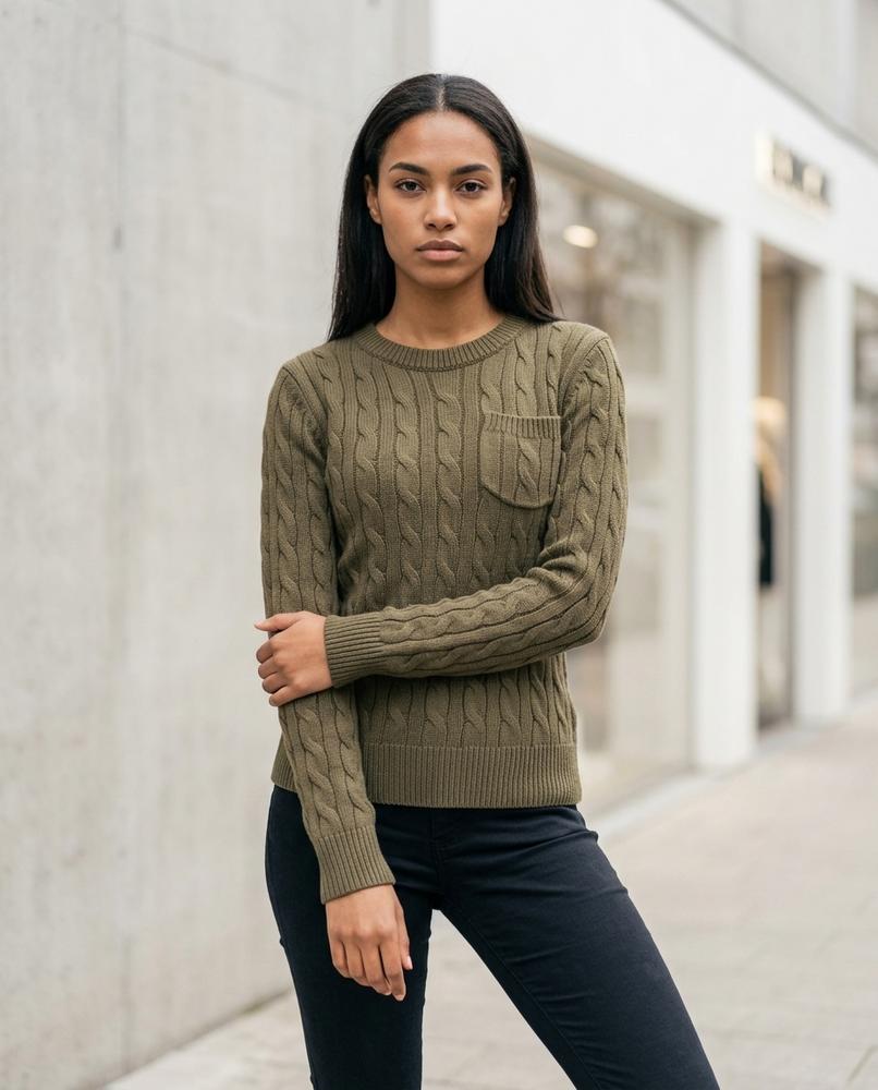 Nelly24 - Semir | Zopfgestrickt Schmal Pullover Damen
