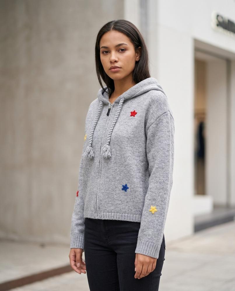 Nelly24 - Sekar | Gestrickt Meliert Strickjacke Damen