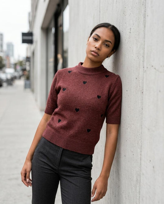 Nelly24 - Lakar | Kurzärmlig Gemustert Pullover Damen
