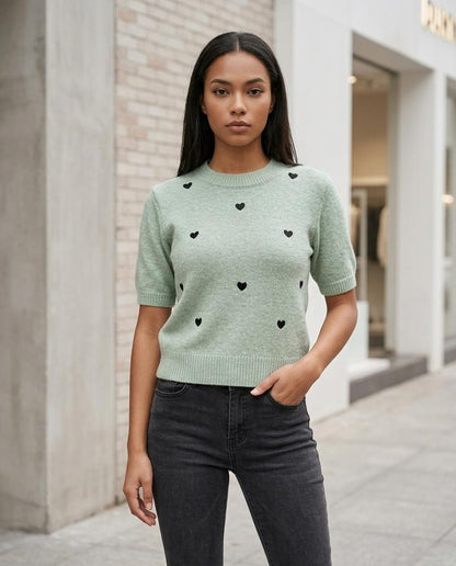 Nelly24 - Lakar | Kurzärmlig Gemustert Pullover Damen