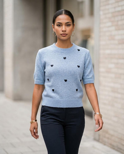 Nelly24 - Lakar | Kurzärmlig Gemustert Pullover Damen