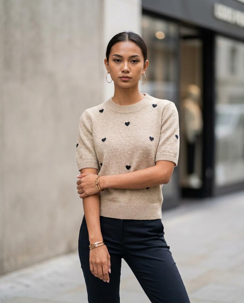 Nelly24 - Lakar | Kurzärmlig Gemustert Pullover Damen