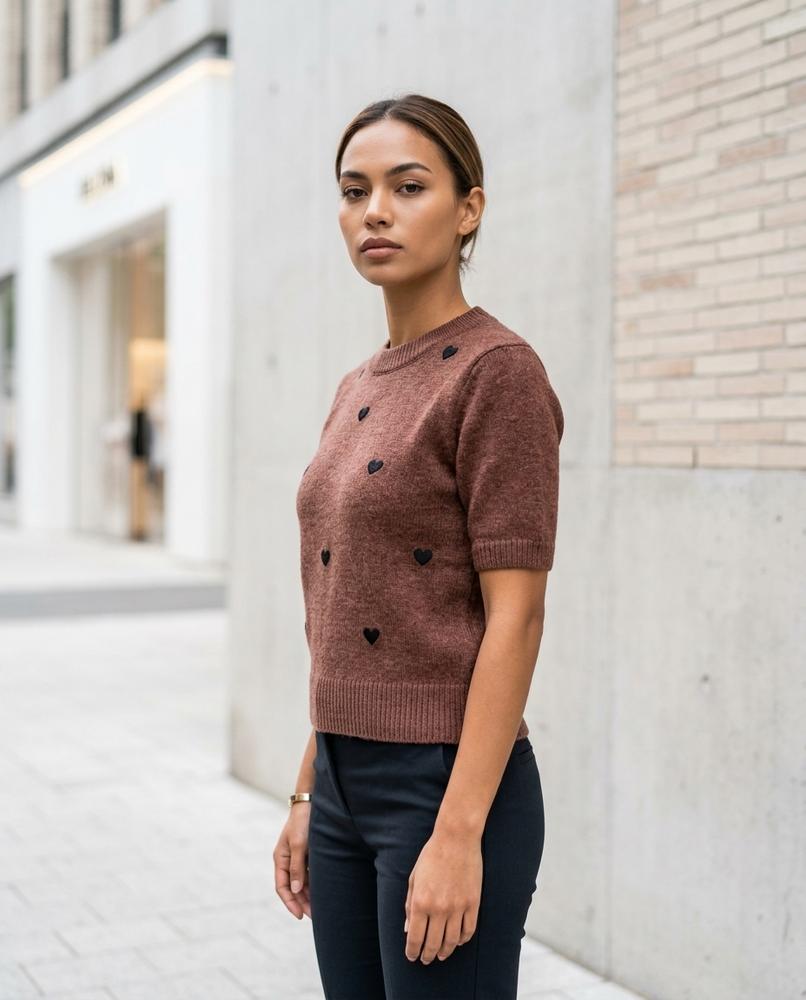 Nelly24 - Lakar | Kurzärmlig Gemustert Pullover Damen
