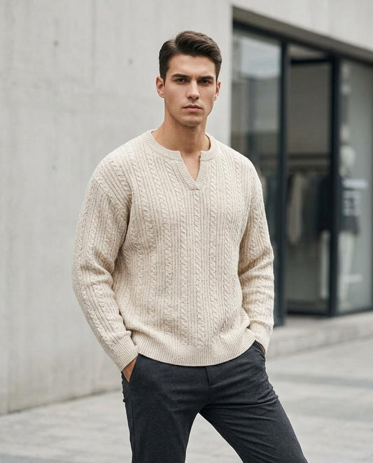 Nelly24 - Yoram | Strukturiert Geschlitzt Pullover Herren