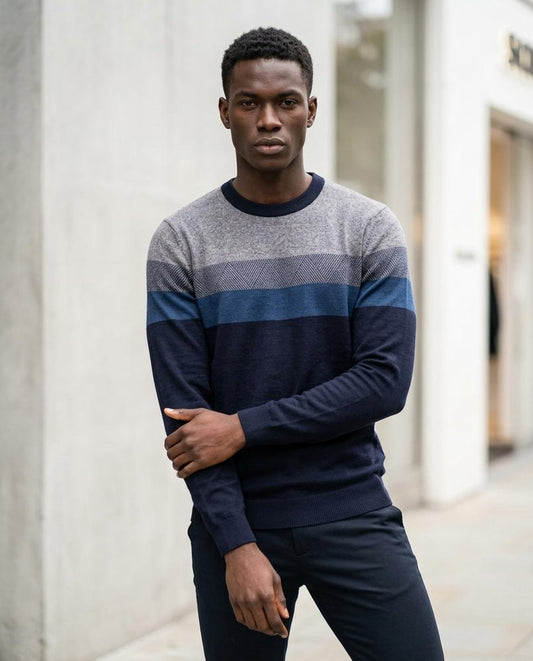 Nelly24 - Mivan | Gestreift Langärmlig Pullover Herren