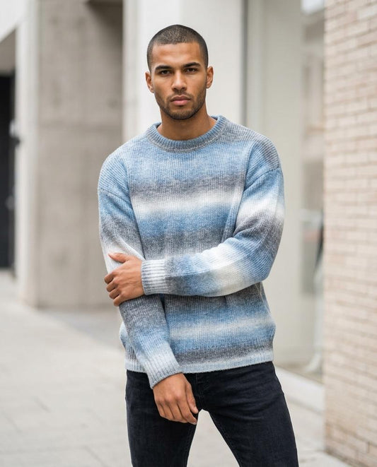 Nelly24 - Mimir | Gestreift Locker Pullover Herren