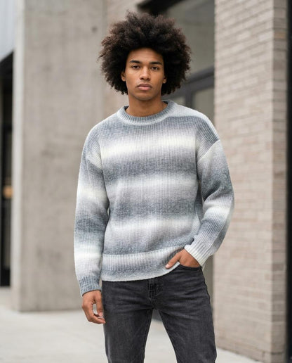 Nelly24 - Mimir | Gestreift Locker Pullover Herren